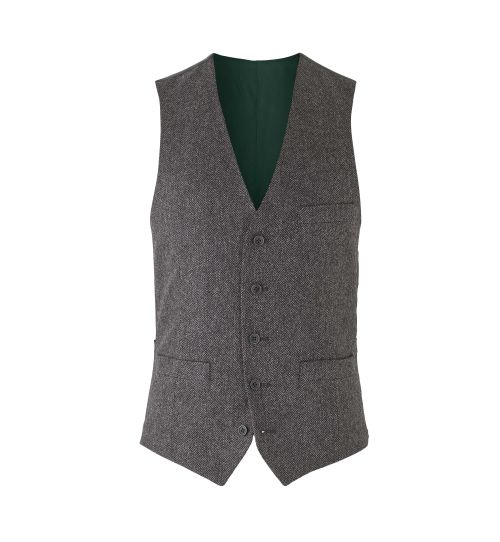 Men's Grey Tweed Herringbone Waistcoat | Savile Row Co
