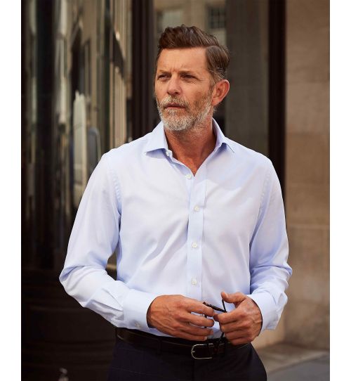 Men’s Sky Blue Cotton Twill Slim Fit Shirt | Savile Row Co