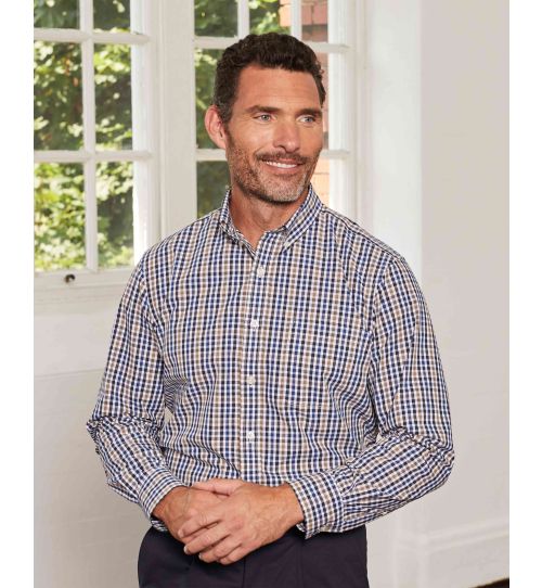 Men's Button-Down Shirt In Multi Check | Savile Row Co