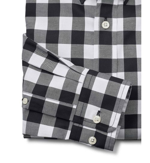 Men's Black White Bold Check Button-Down Casual Shirt | Savile Row Co