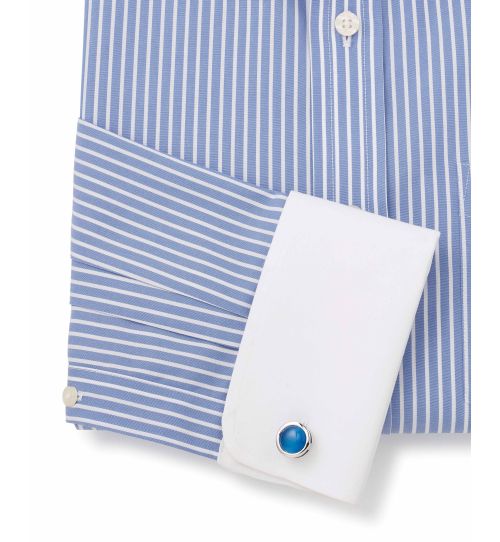 Men's Blue White Stripe Non-Iron Classic Fit Winchester Formal Shirt ...