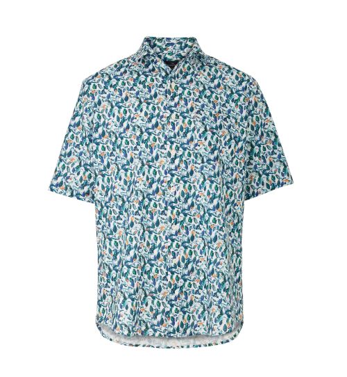 Men's Floral Print Linen Cotton Blend Short Sleeve Casual Shirt ...
