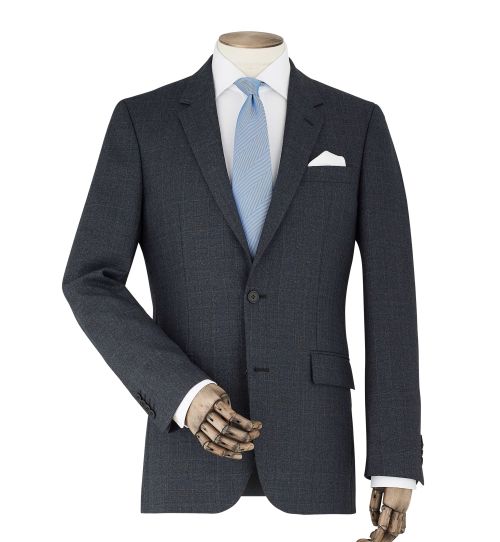 Men's Luxury Grey Check Wool-Blend Tailored Suit Jacket | Savile Row Co