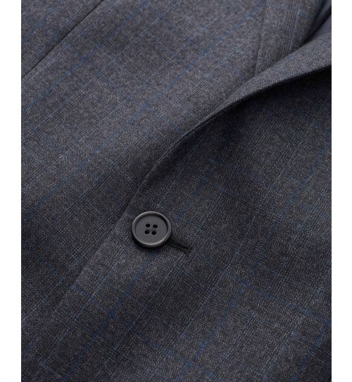Men's Luxury Grey Check Wool-Blend Tailored Suit Jacket | Savile Row Co