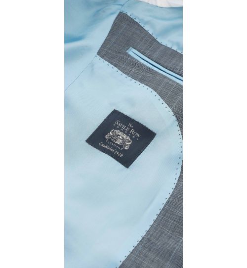 Mens Grey Windowpane Check Tailored Suit Jacket | Savile Row Co