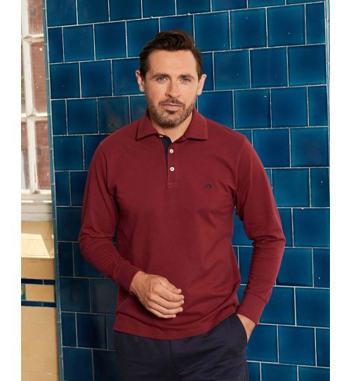 Men's Wine Red Cotton-Pique Polo Shirt | Savile Row Co