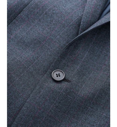 Men's Luxury Navy Check Wool-Blend Tailored Suit Jacket | Savile Row Co