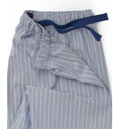 Mens Navy And White Stripe Oxford Cotton Lounge Pants | Savile Row Co