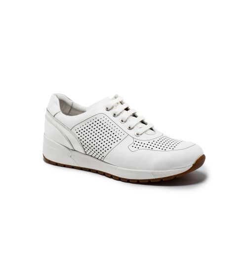 Men's White Leather Sports Trainers | Savile Row Co