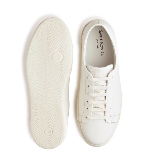 Men's White Leather Trainers | Savile Row Co