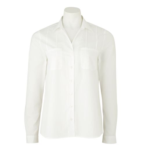 Women's White Semi-Fitted Shirt With Pin-Tuck Detailing | Savile Row Co