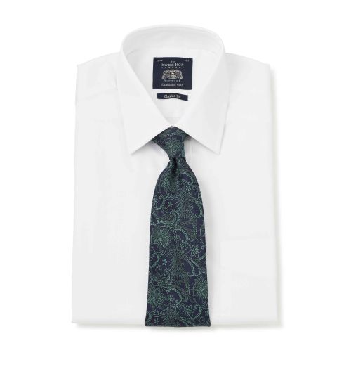 Men's White Twill Classic Fit Formal Shirt With Double Cuffs | Savile ...