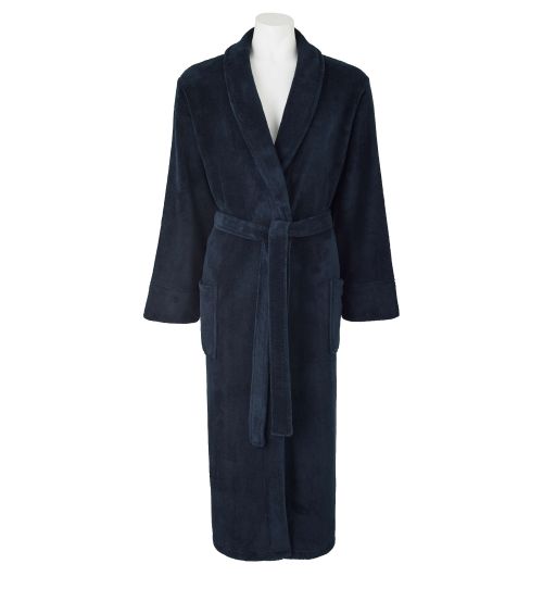 Womens Soft Fleece Dressing Gown In Navy | Savile Row Co