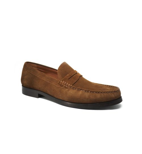 Mens Light Brown Suede Loafers | Savile Row Co