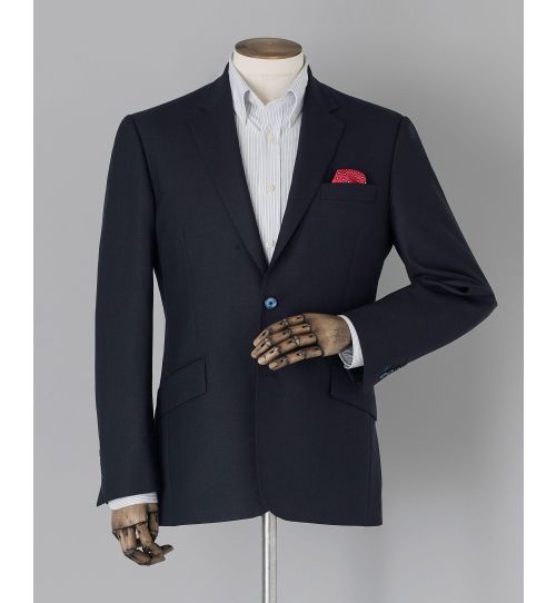 Mens Navy Birdseye Tailored Business Jacket | Savile Row Co