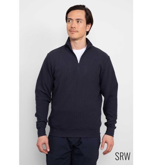 Men’s navy sweat wicking half-zip active sweatshirt | Savile Row Co