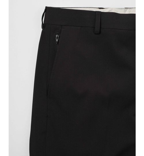 Men's Black Regular Fit Sweat Wicking Formal Trousers | Savile Row Co