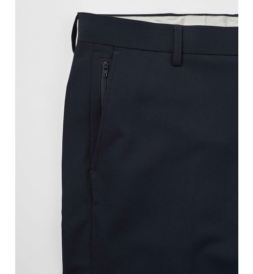 Men's Navy Regular Fit Sweat Wicking Formal Trousers | Savile Row Co