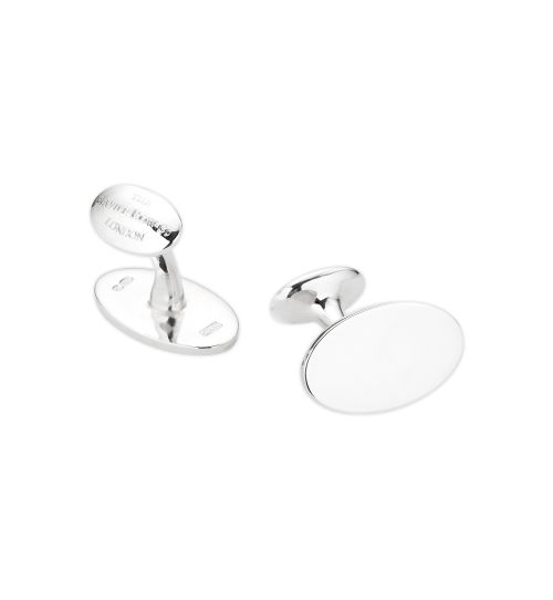 Personalized Cufflinks - Silver Oval Cufflinks