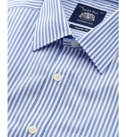 Men’s Classic Fit Striped Shirt in Blue | Savile Row Co