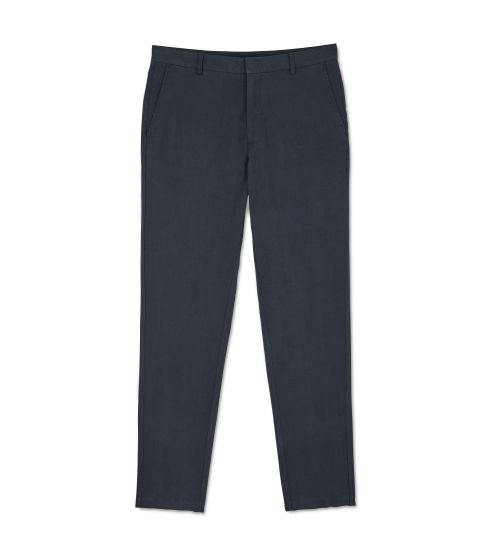 Men's Washed Navy Linen Trousers | Savile Row Co