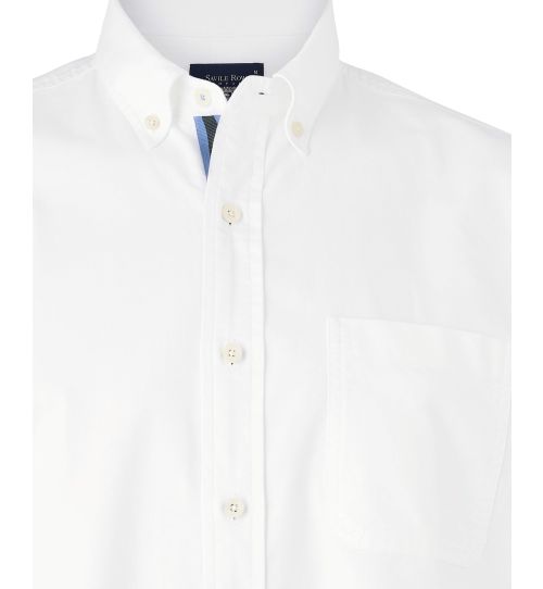 Men's White Short Sleeve Oxford Casual Shirt | Savile Row Co