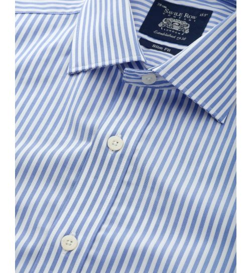 Men’s Slim Fit Striped Shirt in Blue | Savile Row Co