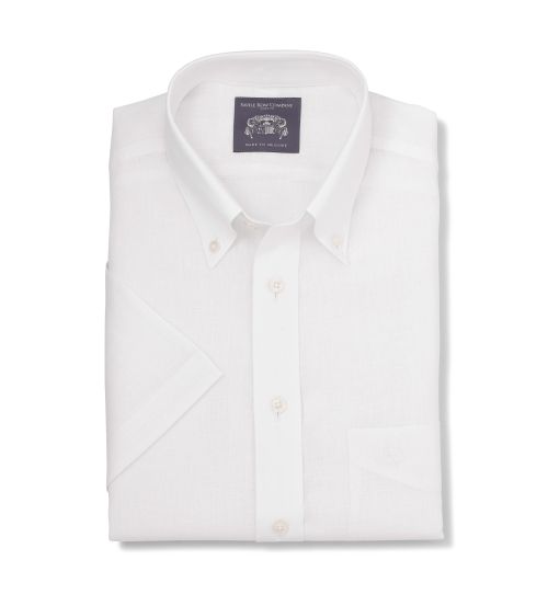 Men's white linen made-to-measure shirt | Savile Row Co