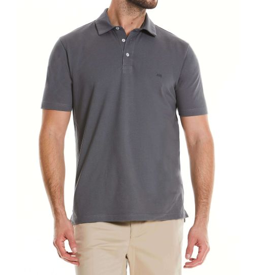 Men's Grey Short Sleeve Polo Shirt In Classic Fit Shape | Savile Row Co