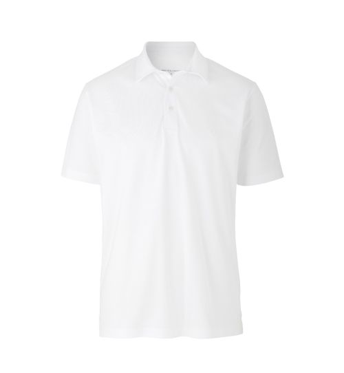 Men's white short sleeve polo shirt in classic fit shape | Savile Row Co