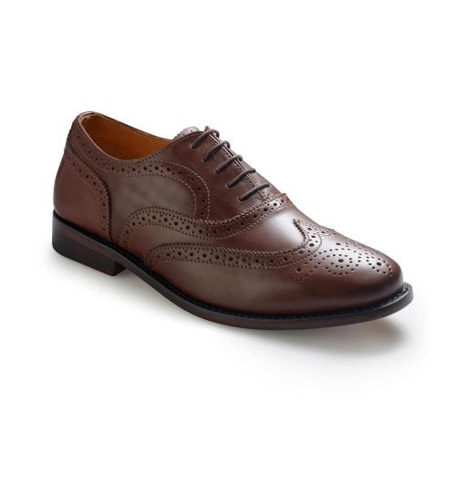 Brown Leather Full Brogue Shoes From The Savile Row Company | Savile Row Co
