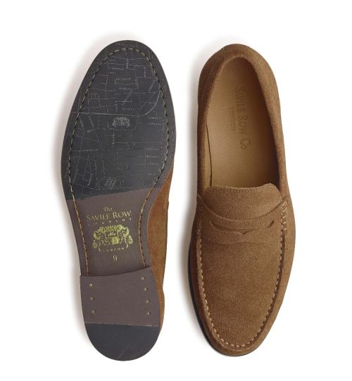 Mens Tan Suede Loafers | Savile Row Co