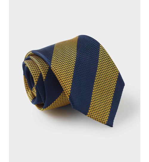 Men's Yellow Navy Silk Tie | Savile Row Co