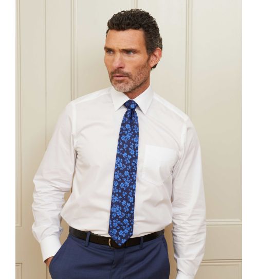 Men's Blue Floral Silk Tie | Savile Row Co