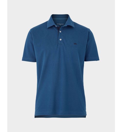 Men's Denim Blue Short Sleeve Polo Shirt | Savile Row Co