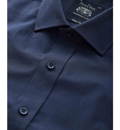Men's End on End Slim Fit Shirt in Navy | Savile Row Co