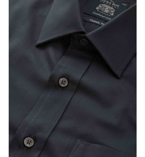 Mens Twill Classic Fit Shirt In Navy Blue | Savile Row Co