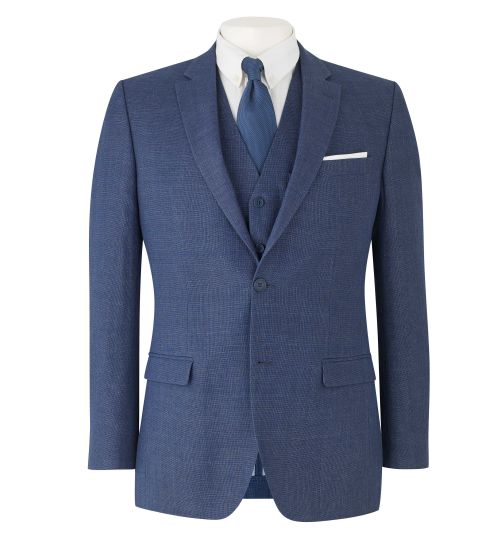 Men's Navy Linen Slim Fit Suit Jacket | Savile Row Co
