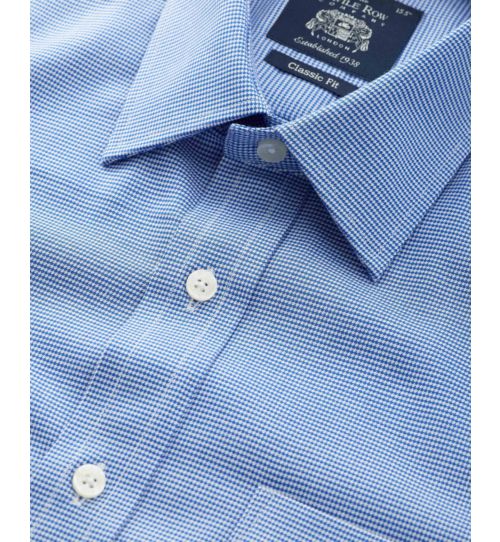 Men s Micro Puppytooth Slim Fit Shirt in Navy | Savile Row Co