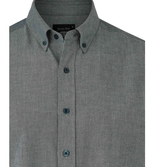 Men’s Slim Fit Chambray Oxford Shirt in Navy | Savile Row Co