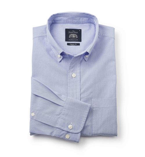 Men’s Navy Stripe Button-Down Casual Shirt | Savile Row Co