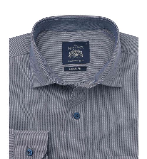 Navy White Twill Classic Fit Casual Shirt | Savile Row Co