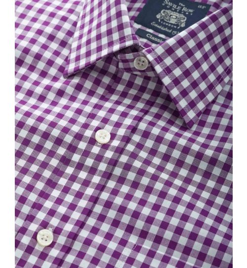 Men s Gingham Check Shirt in Purple | Savile Row Co