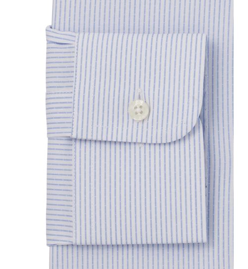 Men's Sky Blue & White Stripe Slim Fit Cutaway Collar Shirt | Savile Row Co