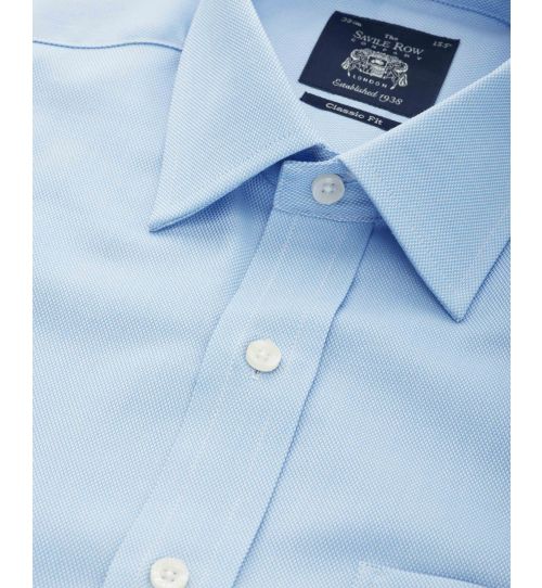 Men's White Blue Textured Classic Fit Formal Shirt With Double Cuffs ...