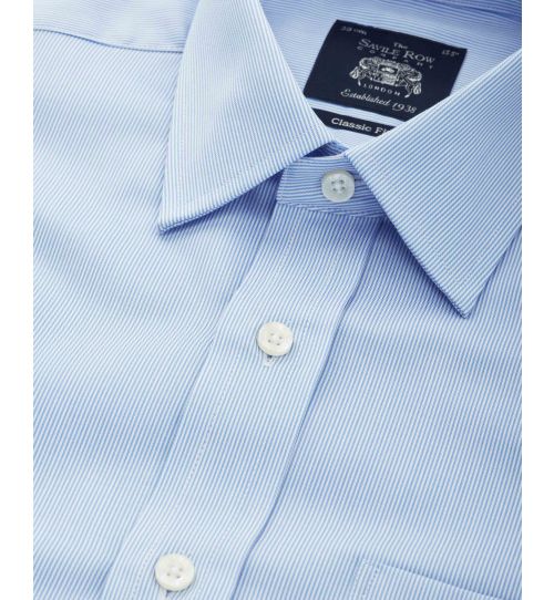 Men’s Blue Ticking Stripe Classic Fit Shirt | Savile Row Co