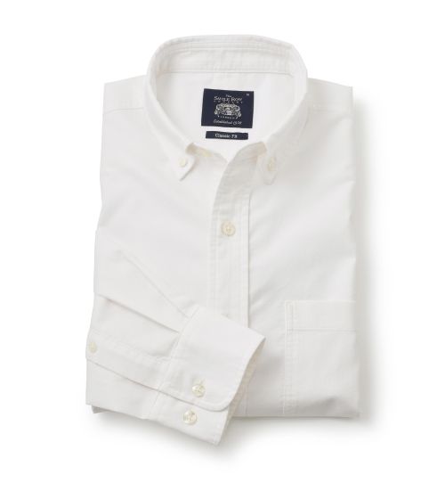 Men's White Classic Fit Oxford Casual Shirt | Savile Row Co