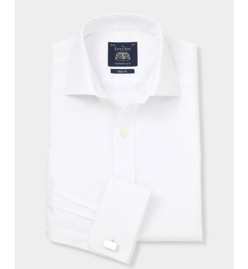 Men’S Diamond Dobby Slim Fit Shirt In White | Savile Row Co