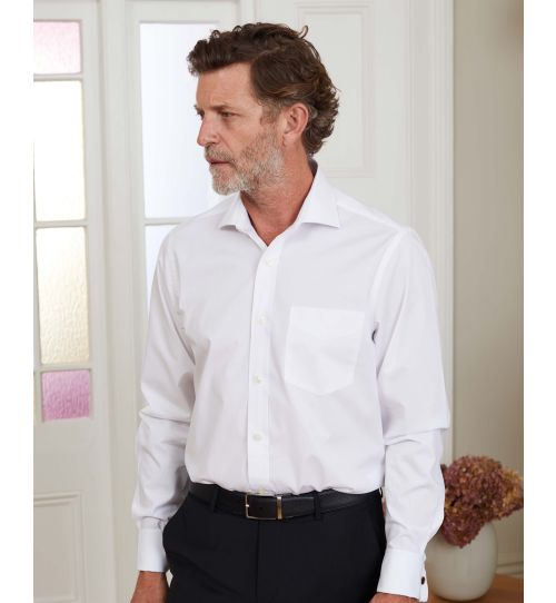 Men’S Spot Dobby Classic Fit Shirt In White | Savile Row Co