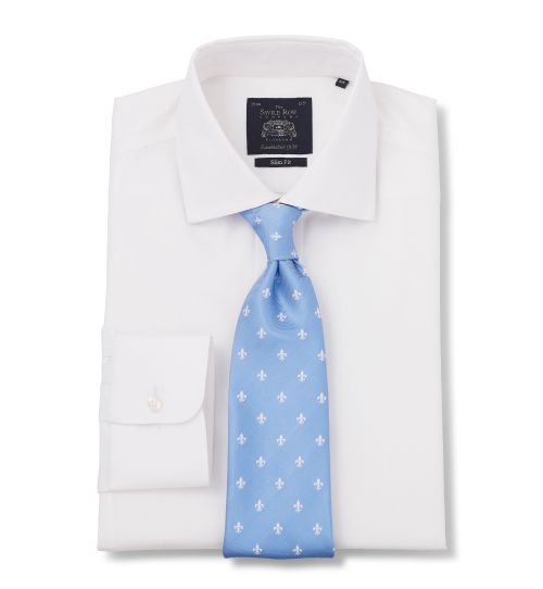 Men's White Herringbone Non-Iron Formal Shirt | Savile Row Co